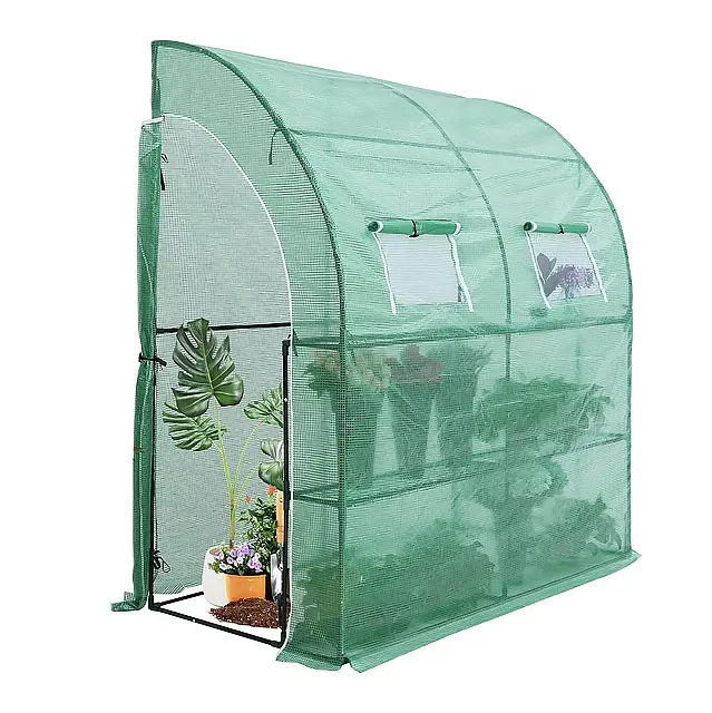 Portable Gardening Greenhouse for Indoor Outdoor with 2 Tier 4 Shelves zippered roll-up door The versatile greenhouse