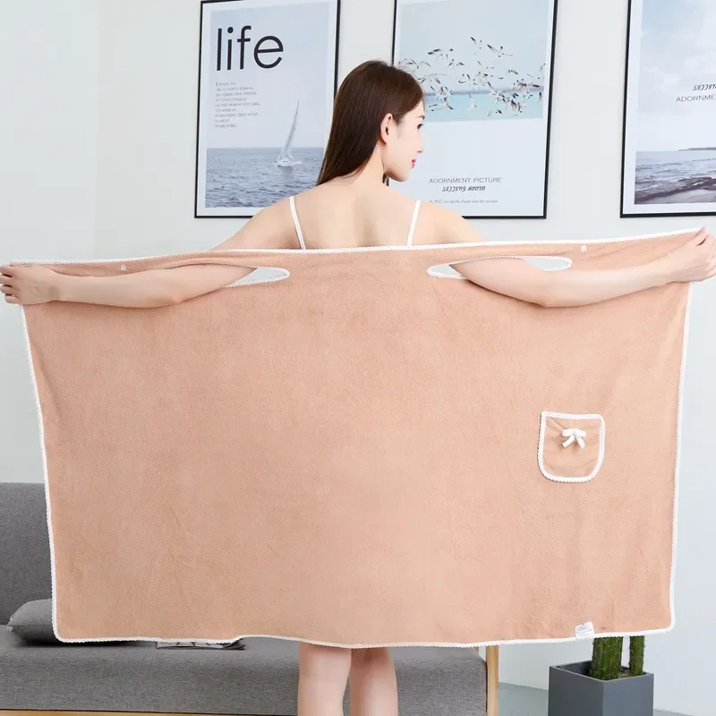 Coral Fleece Body Scrub Towel Women Bath Towel Logo Dress Skirt Big Strong Water Absorption Microfiber hooded towel