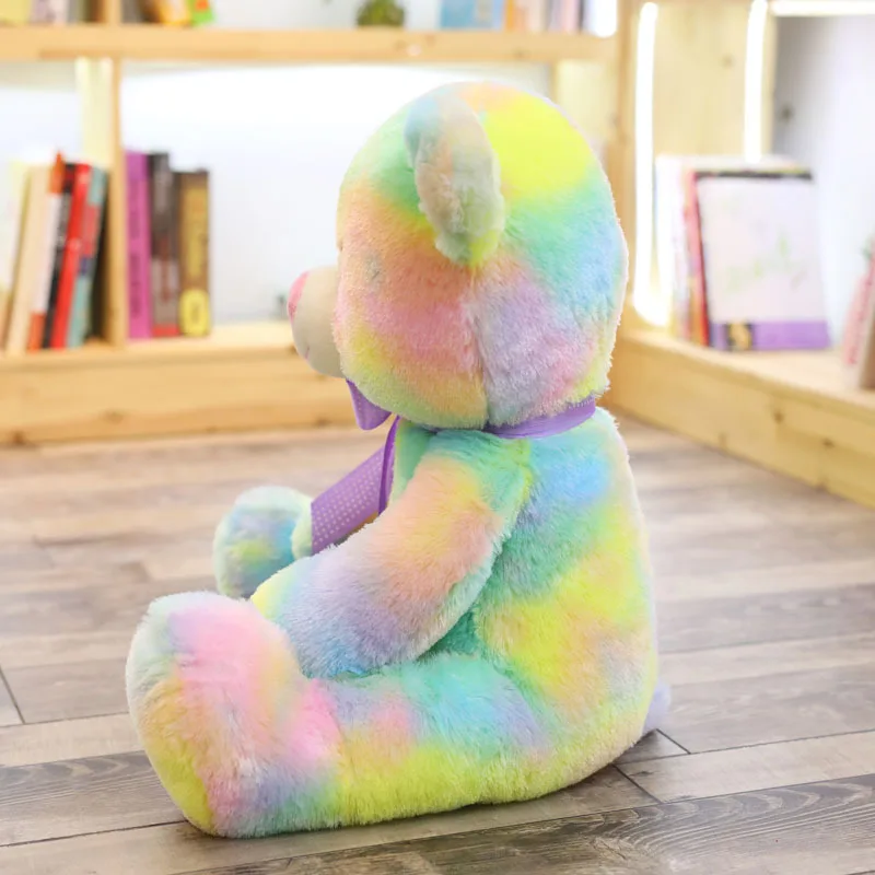 
Factory wholesale price plush teddy bear rainbow bear plush toy family decorated for Christmas 