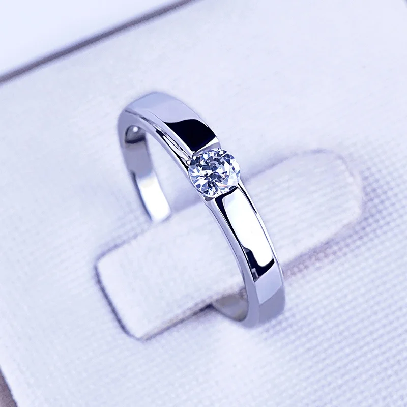  Простой дизайн для женщин кольца твердые Косынка Муассанит в 14K или 18k золото кольцо