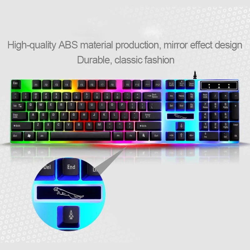 Прямая поставка оптовая продажа механическая клавиатура RGB светодиодная Проводная Подсветка USB цветная игровая с 104