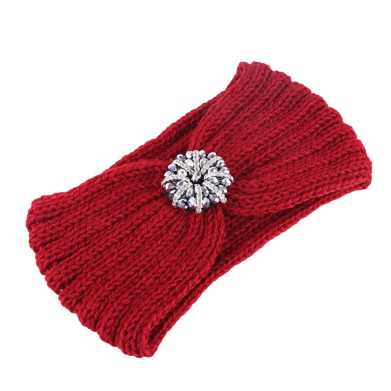 HZM-61047 Winter Knit Crochet Turban Headband for Women Warm Bulky Crocheted Headwrap Ear Warmer Winter Accessories