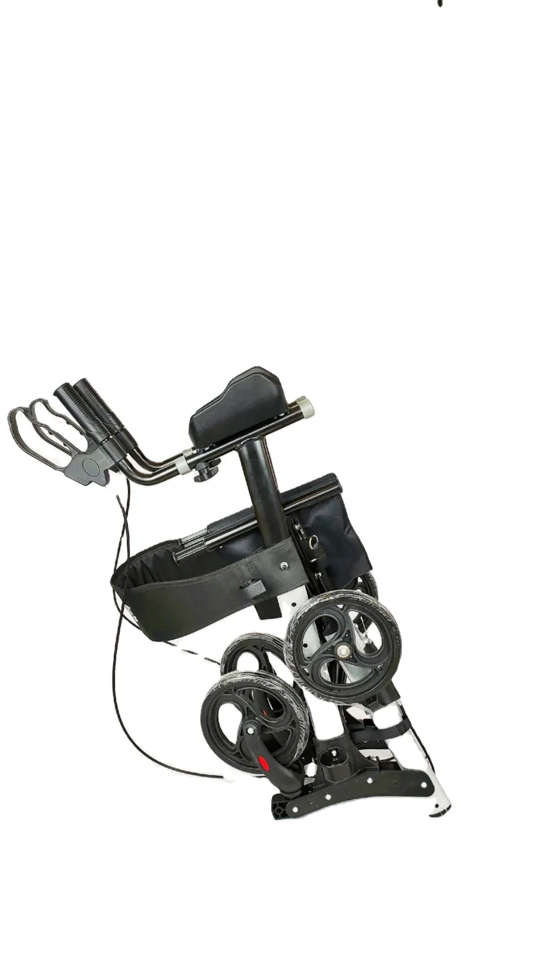 Portable Folding Aluminium Rollator Walker with Push-down Handle Brake for Elderly