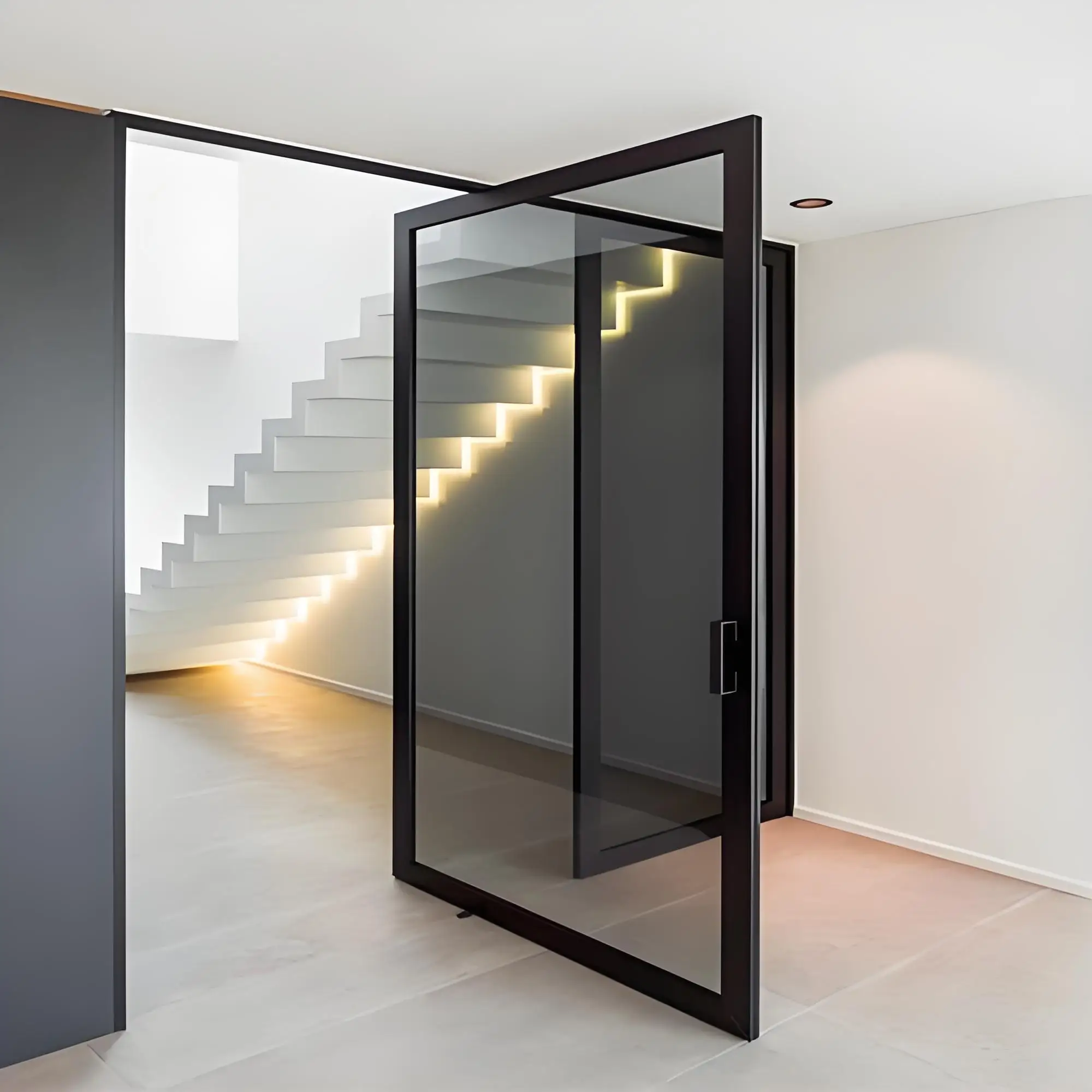 Modern Design Aluminum Pivot Entry Doors Exterior Entrance Foldable Front Door with Spring Door Closer