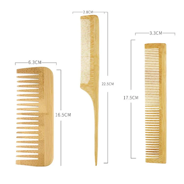 Bamboo Hair Brush Comb for Men Women Set With Tail Tooth Comb Double Head Comb Different Air Cushion Massage Brush Custom LOGO