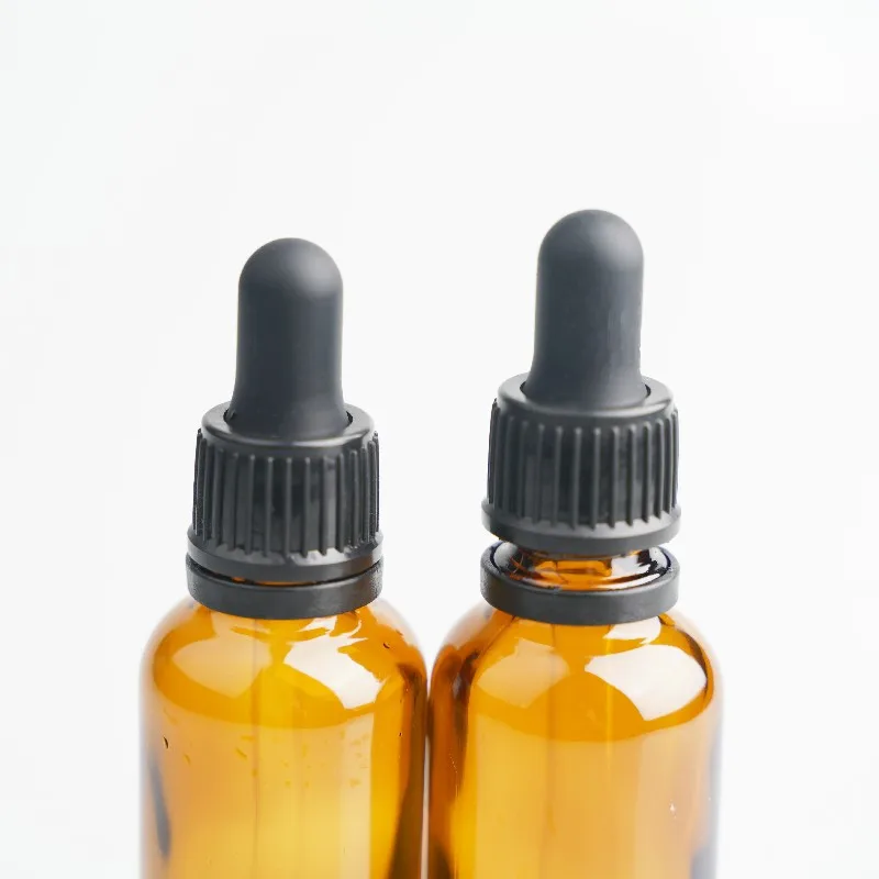 18/415 Black Essential Oil Glass Bottle Plastic Child Tamper Proof Dropper Caps with Pipette