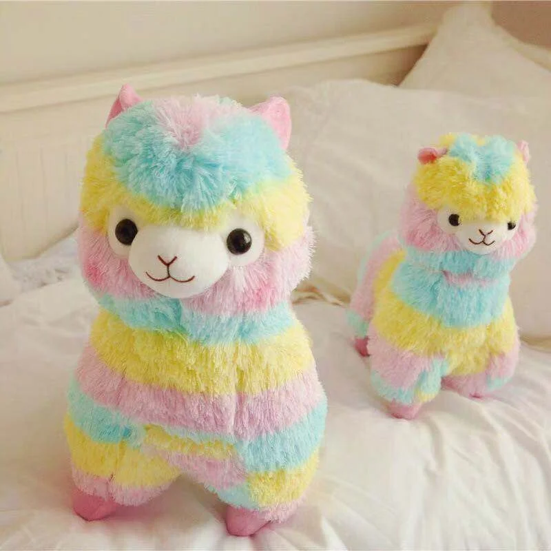 Factory Price 25Cm Kids Soft Stuffed Animal Toys Rainbow Alpaca Comfortable Cushion Llama Plush Pillow