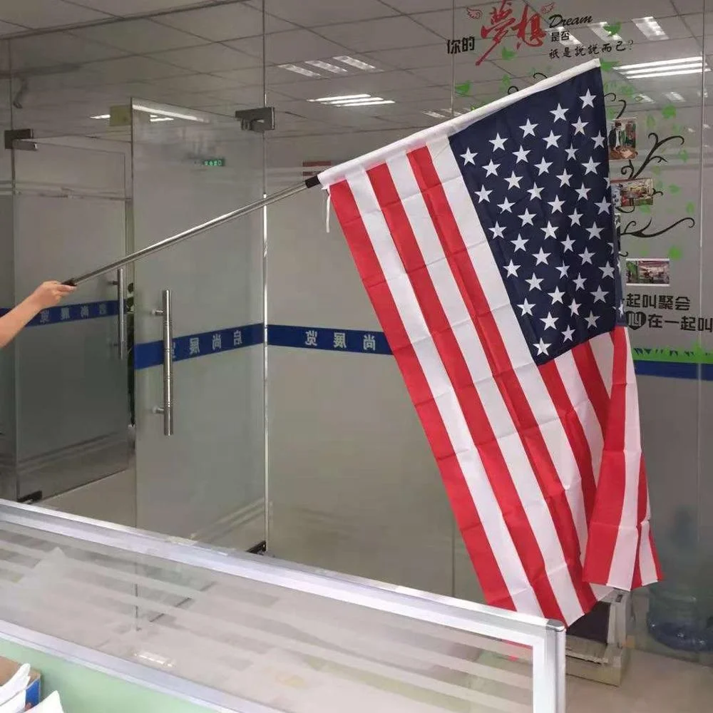 Wholesaler Stock 3x5ft 210D Nylon Embroidered Star White Line Straps American USA  Flag