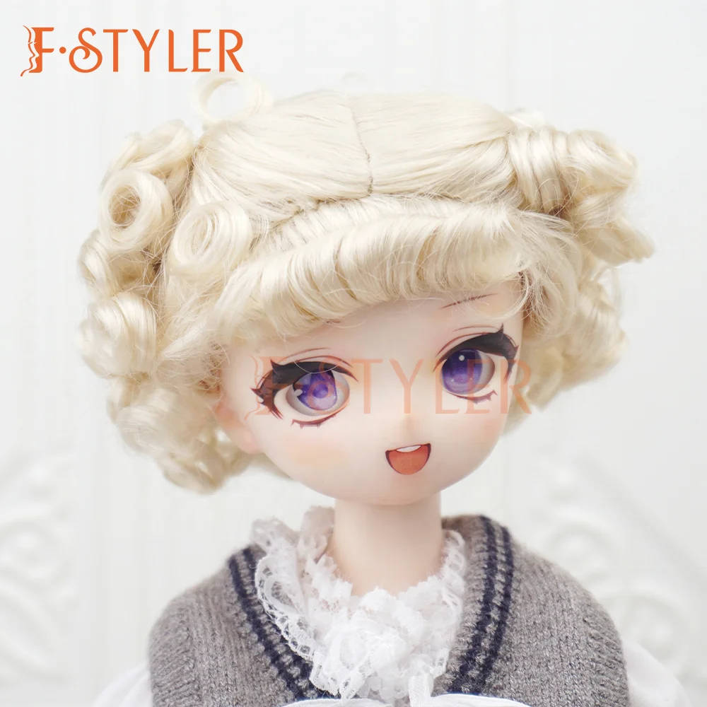 FSTYLER Synthetic Mohair Vintage Cute Curls Mini Bjd 18 Inch Custom Wholesale Bulk Sale Doll Accessories for BJD Doll Hair Wig
