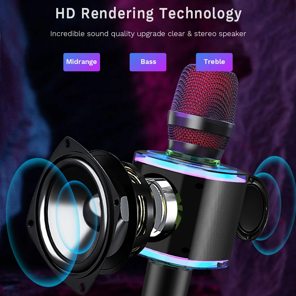 
Best Selling Family KTV Mic Portable Gold Wireless Professional Karaoke Microphone Mini USB Handheld Bluetooth Karaoke 