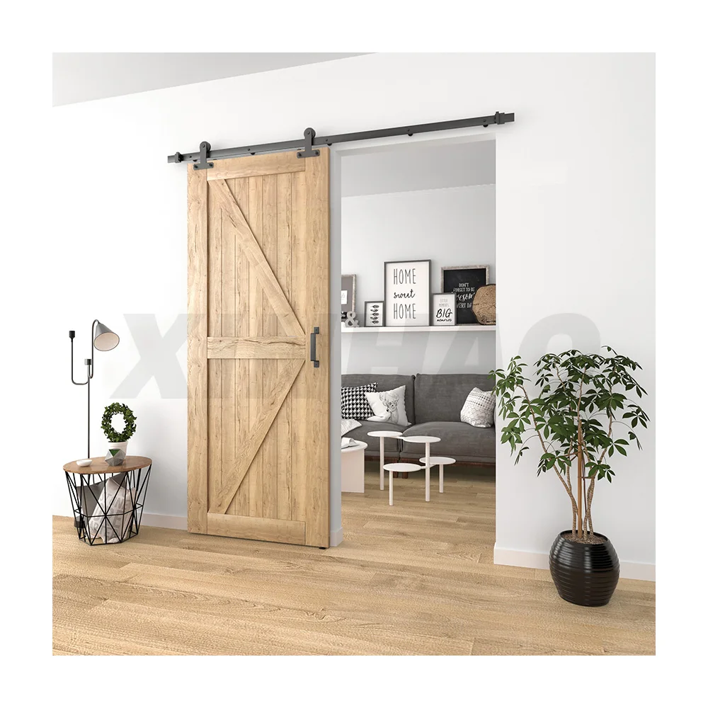 6FT Sliding Barn Door Hardware Track Kit with Floor Guide and  Door Stopper factory supply