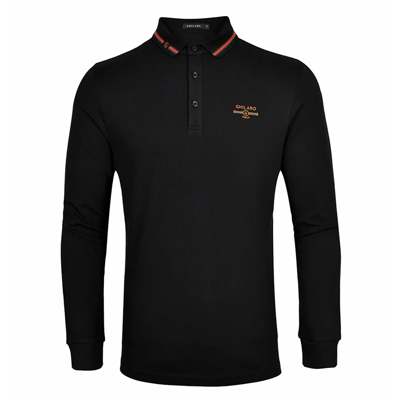 New Design Custom Embroidery Golf Polo Shirt 100 Cotton Long Sleeve Polo Shirt Men With Customized Logo