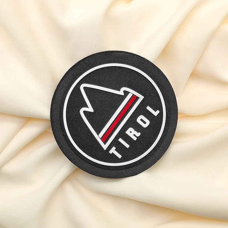 Custom 3d Embossed Labels Factory Price  microfiber fabric with silicone patches Rubber LOGO Badges Sew On Clothing