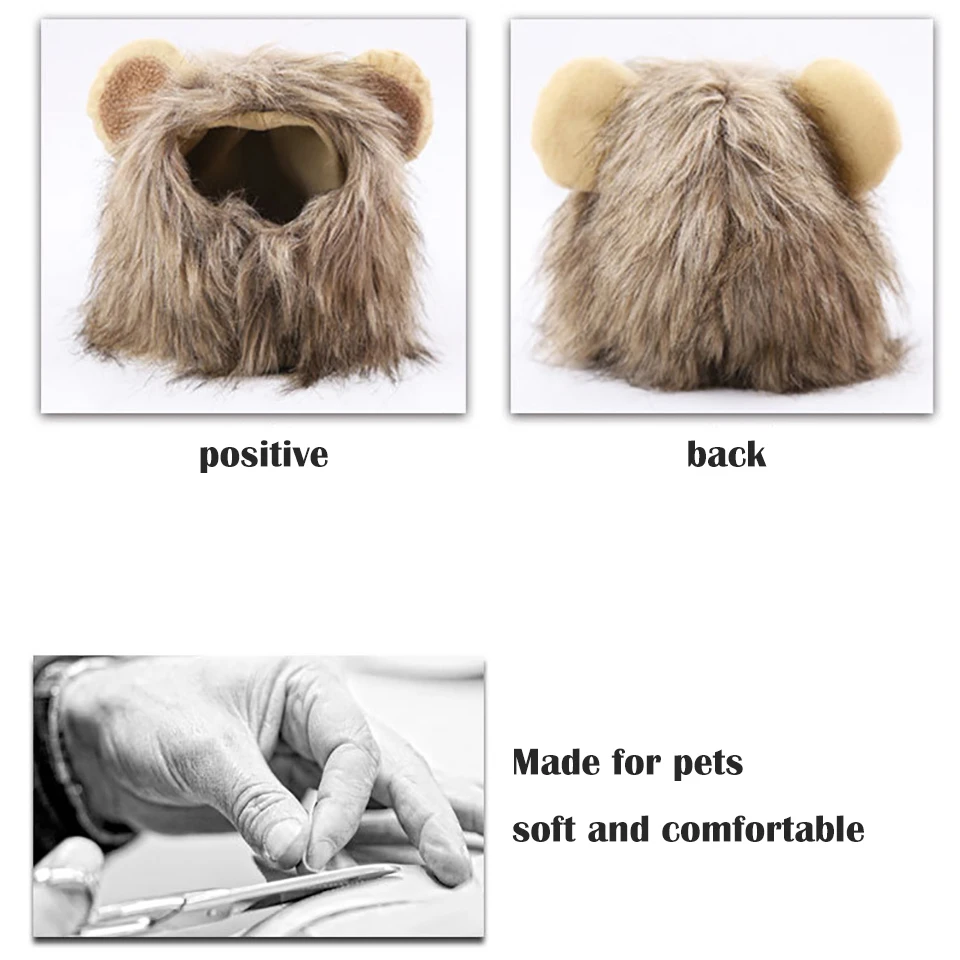 Factory Cute Pet Small Dog Cats Custom Lion Mane Wig Hoods Hat for Cat Dogs