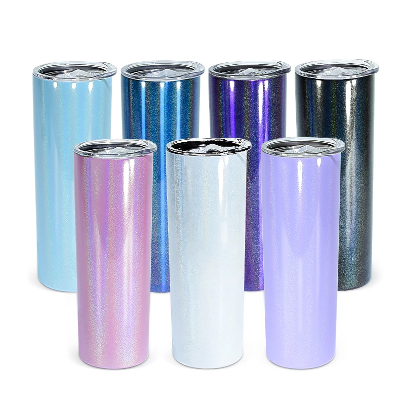 Заказной 15oz 20oz 30oz белый тонкий прямой сублимационный блеск без рисунка голографический УФ меняющий цвет вакуумный стакан из нержавеющей стали