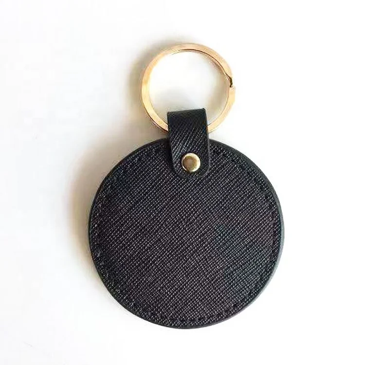 
Personalized Round Keychain Genuine Key Ring Custom Leather Keychains 