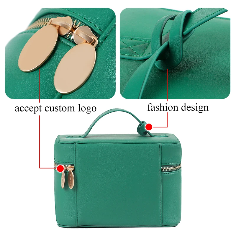 custom designer pu travel cosmetic bag organizer leather beauty makeup box toiletry cases fancy makeup bag