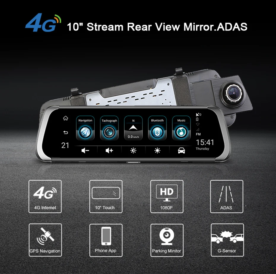 Автомобильный видеорегистратор A930 ADAS 4G 10 дюймов IPS, зеркальный видеорегистратор, видеорегистратор Full HD 1920x1080, зеркало заднего вида Android OS WiFi GPS