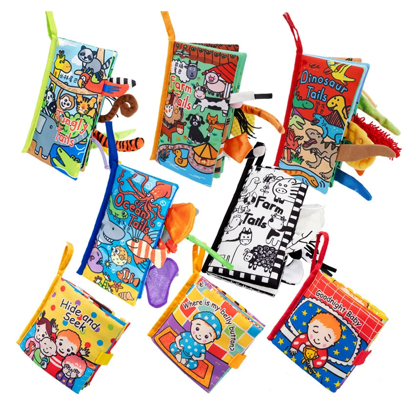 Kids Sensory Educational Toddler Busy Books Learning Autism Toys Baby First Year Animal Tail Cloth Quiet Book for Infant Baby