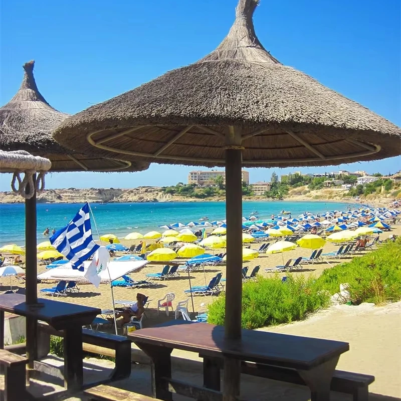 Tahiti 3m PE Beach Thatched Side Post Umbrellas  Cover Garden Unilateral Tiki Synthetic Thatch Beach Umbrella