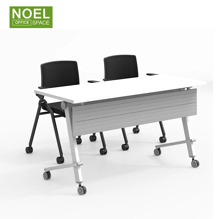The tabletop is 2.0mm edge banding steel white electrostatic powder coating Folding table