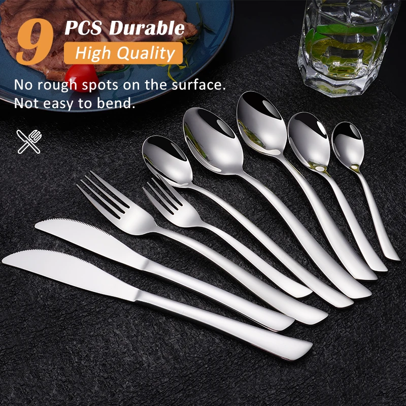 Metal Coffee Tea Honey Ice Cream Spoon Fork Knife Dessert Soup Silverware Kitchen Flatware Stainless Steel Cutlery Set