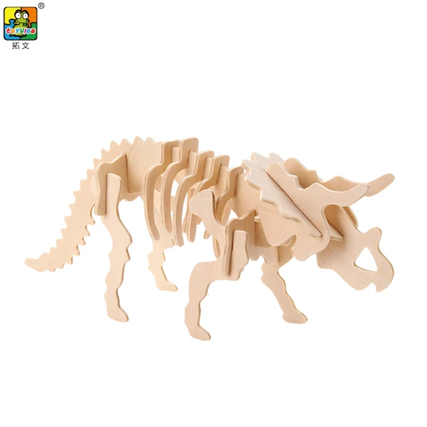 Puzzle triceratops dinosaurs DIY  triceratops paint toy dinosaur skeleton excavation kit wooden children game color dinosaur toy