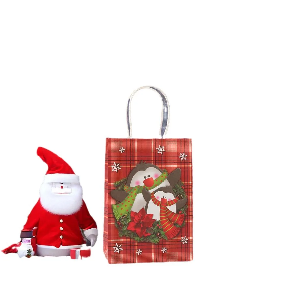 customizable reindeer kraft paper gift Christmas style packaging large capacity candy shopping bag