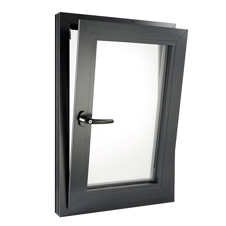 Top 10 Supplier Black Thermal Break Aluminum Double Glazed Tempered Glass Window Aluminum Frame Tilt Turn Glass Casement Windows