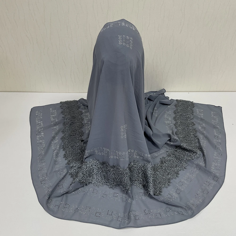 MS-2073 2024 latest wholesale chiffon hijab premium magnetic plain hijab chiffon rhinestones shawl hijab scarf women