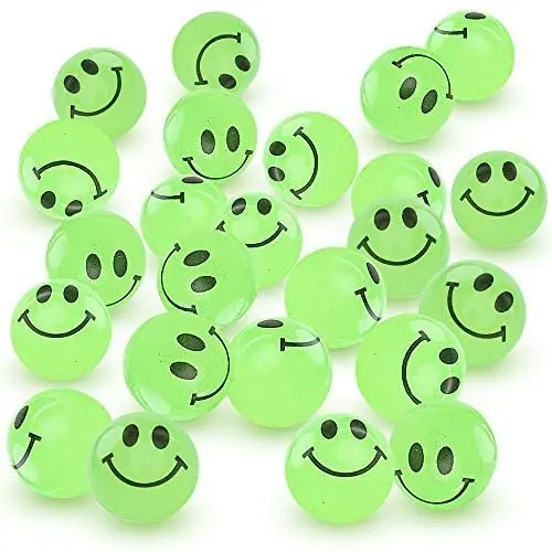 Glow in The Dark Smile Face Bouncing Balls 1 Inch High Bounce Bouncy Balls for Kids Glowing Party