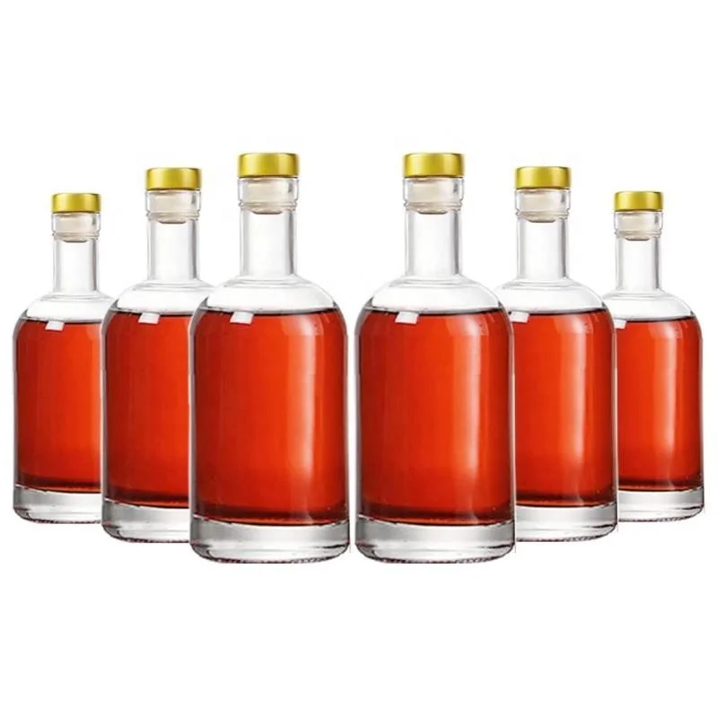 Customized clear whisky glass bottle 200ml 375ml 500ml 1l liquor vodka rum gin bottle botellas de cristal para licor 750 ml