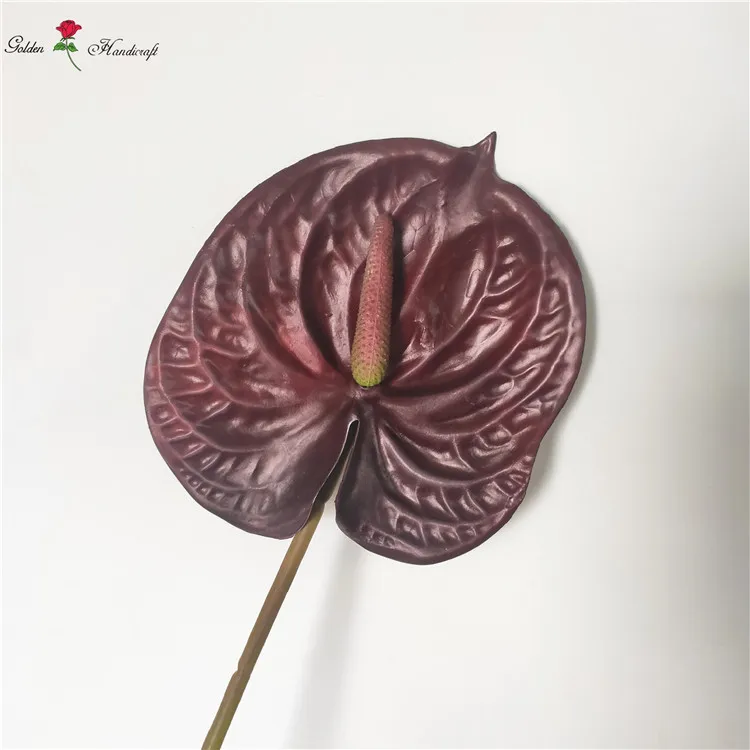 QSLH-C1311 Hot Sale Decorative Flowers Artificial Real Touch Anthurium for Flower Arrangement