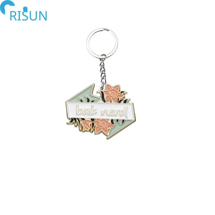 Customized Metal Enamel Creative Knowledge Backpack Keychains Keyrings Custom Geometry Textbook Student Accessories Key Chain