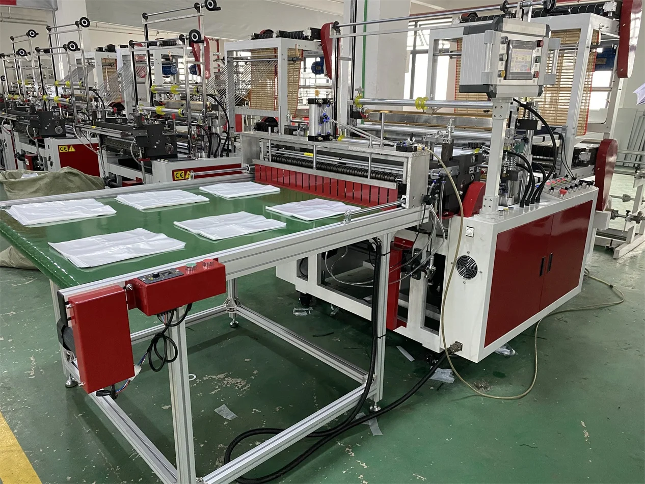 High Speed Double layer 4 lines cutting bags machine for T-shirt bioplastic PLA PBAT bag cutter