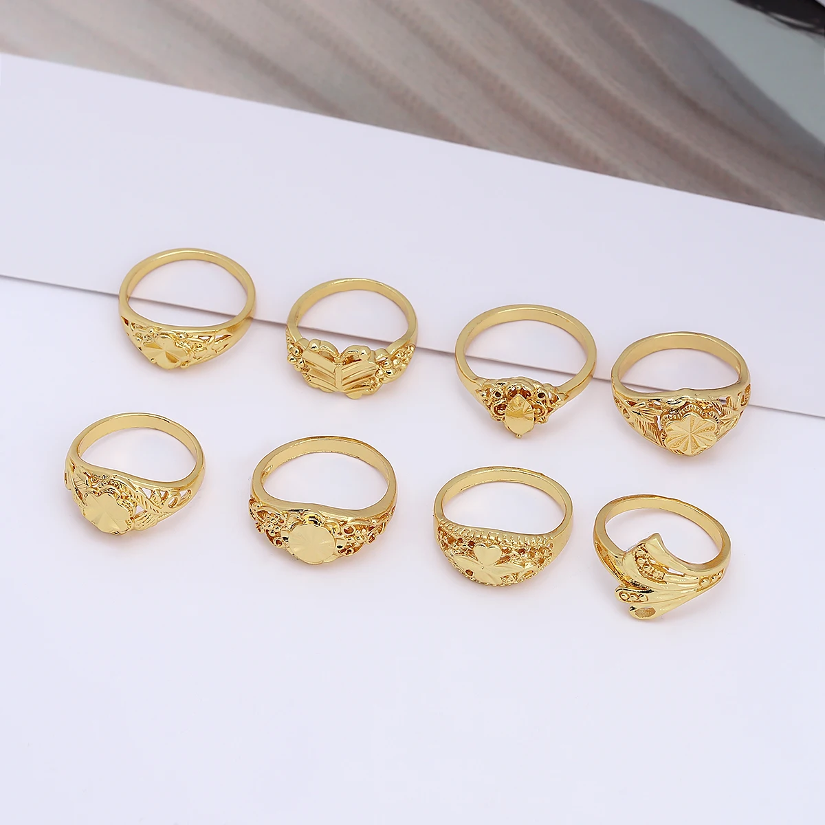 Jxx novel design engagement brass ring fashion wedding married luxury rings for women jewelry gold plated