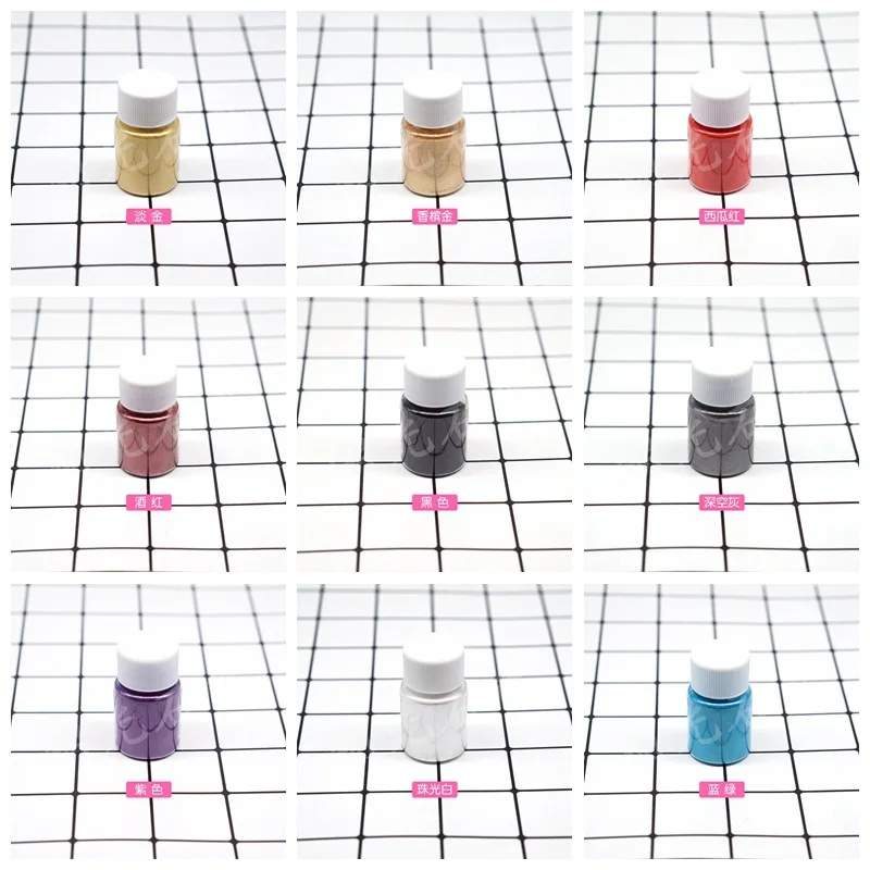 10grams net weight 32color Mica pearl pigment powder pearlescent pigment colorful for Soap Making Colored Mica powder