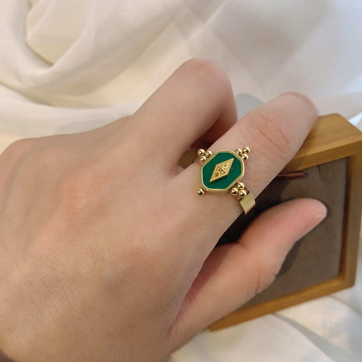 Duoying Anillos luxury adjustable minimalist ring 2021 stainless steel trendy  vintage rings 18k gold plated rings for women