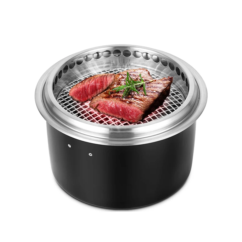 Japanese indoor household barbecue party smokeless fireproof desktop round Stainless steel electric bbq grill