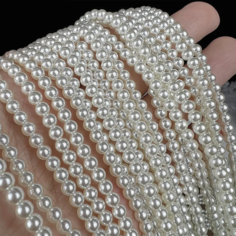 Wholesale perfect round cream white color glass pearl imitation pearl 3-13mm for Jewelry DIY