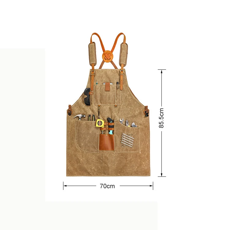 Customize Wax Canvas Chef Apron with Tool Pockets Heavy Duty  Canvas Shop Apron for Woodworkers Mechanics Blacksmiths Carpenters