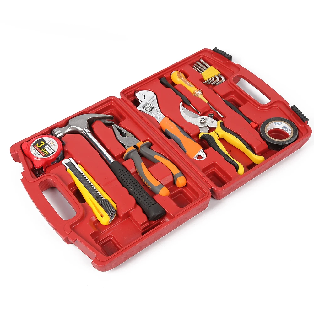 Hispec 15pc Socket Set And Metric Garage Tool Set Socket Wrench Tools For Automotive And Home Repair In A Tool Box Case