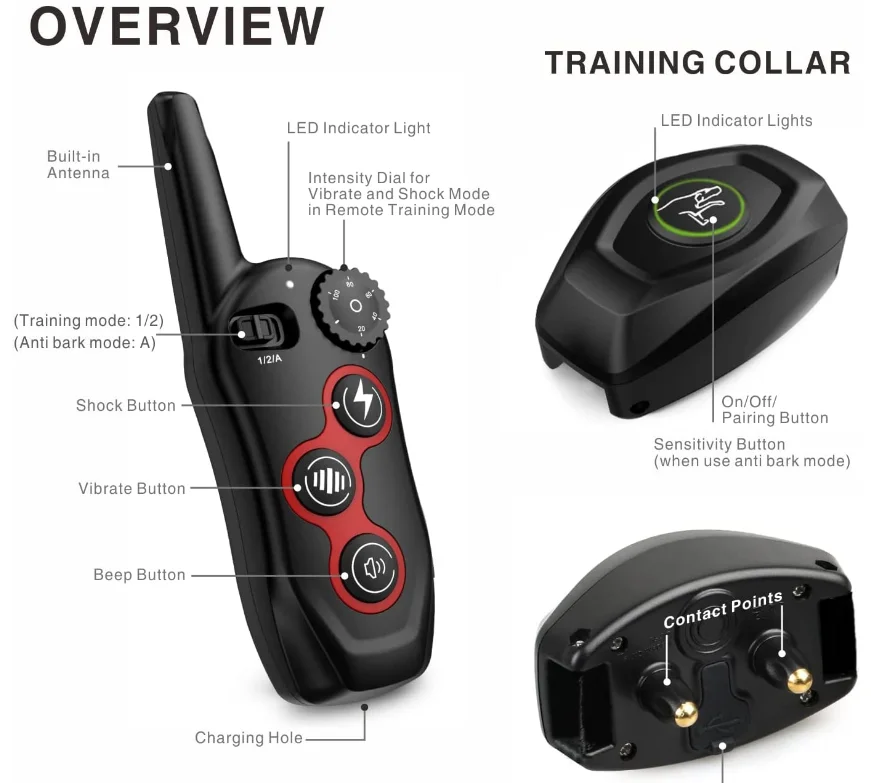 OEM & ODM waterproof electric shock training dog bark control collar with remote