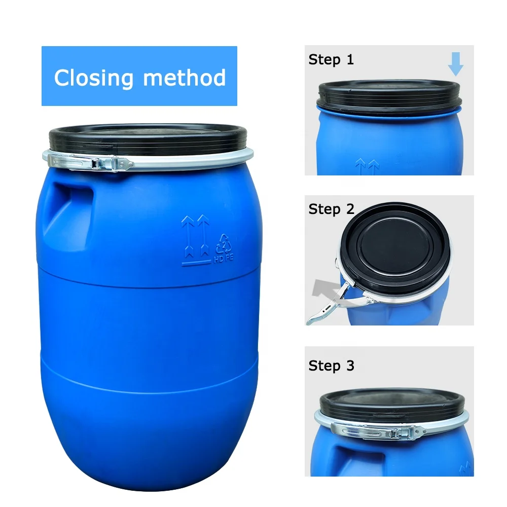  Синий пластиковый барабан 120 л HDPE с железным кольцом для химических