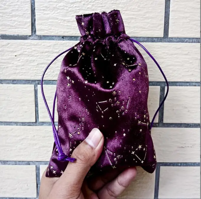 Velvet Moon Phase Tarot Oracle Cards Storage Bag Runes Witch Divination Accessories Jewelry Dice Drawstring