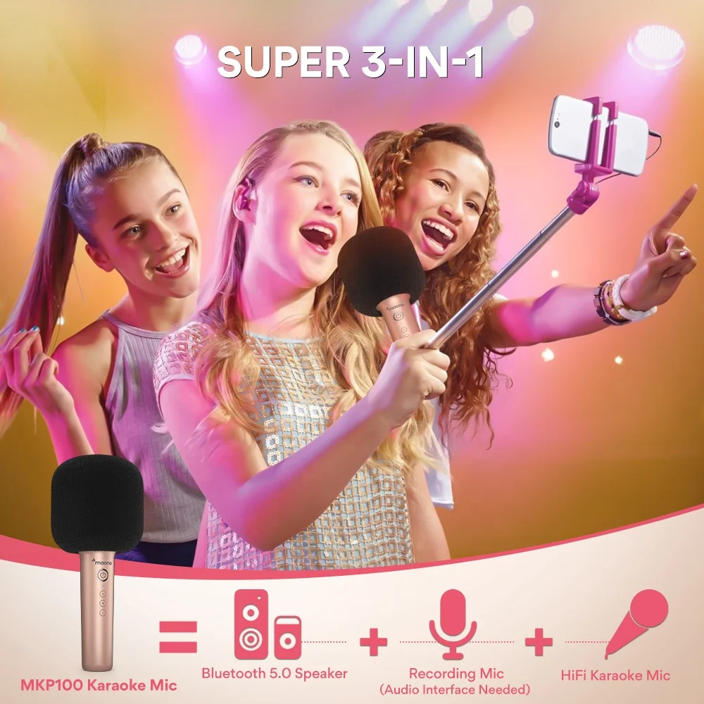 MAONO Портативный Ручной беспроводной караоке микрофон с динамиком для пения дома KTV вечеринки удивительный Рождественский подарок
