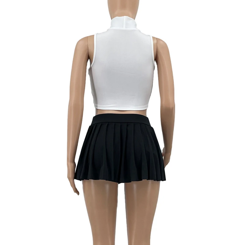 Channel 15 Colors Sexy School Girl Crop Top And Pleated extreme micro mini skirt Set Dancing Outfits