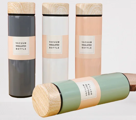 Бамбуковые деревянные крышки на заказ, 500 мл, 17 унций, изолированная вакуумная фляжка из нержавеющей стали с двойными стенками, бутылка для воды в наличии