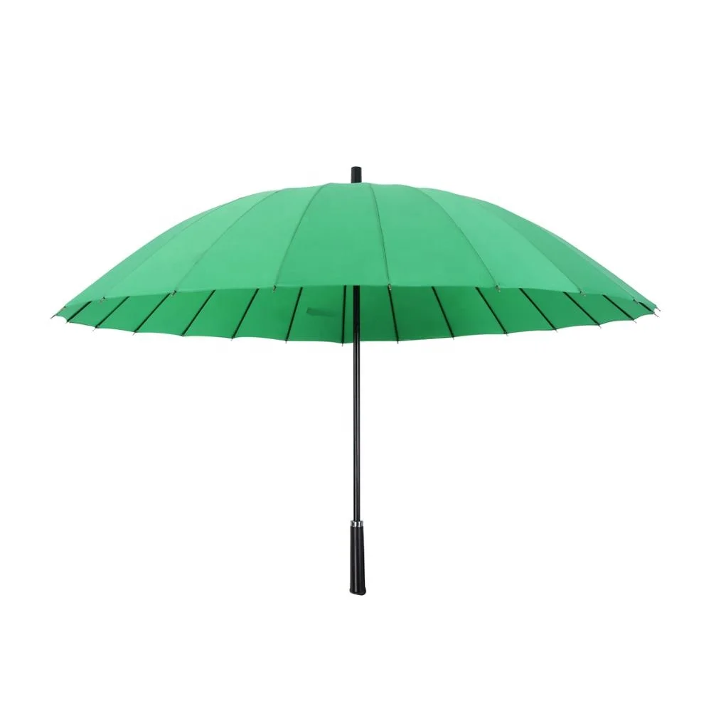 Manual open 24K straight umbrella windproof High quality long umbrella with PU leather handle