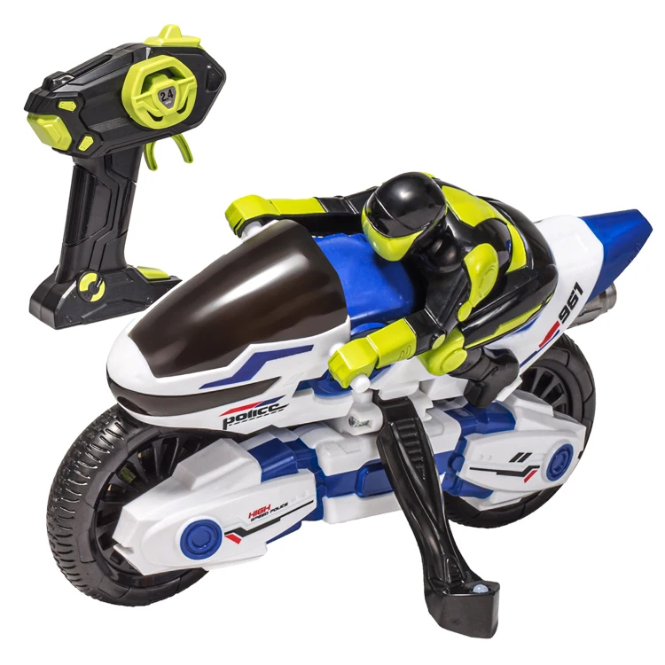 4CH 2.4G control motorcycle stunt police car model rc toys 360 degrees in situ rotation CVT speed